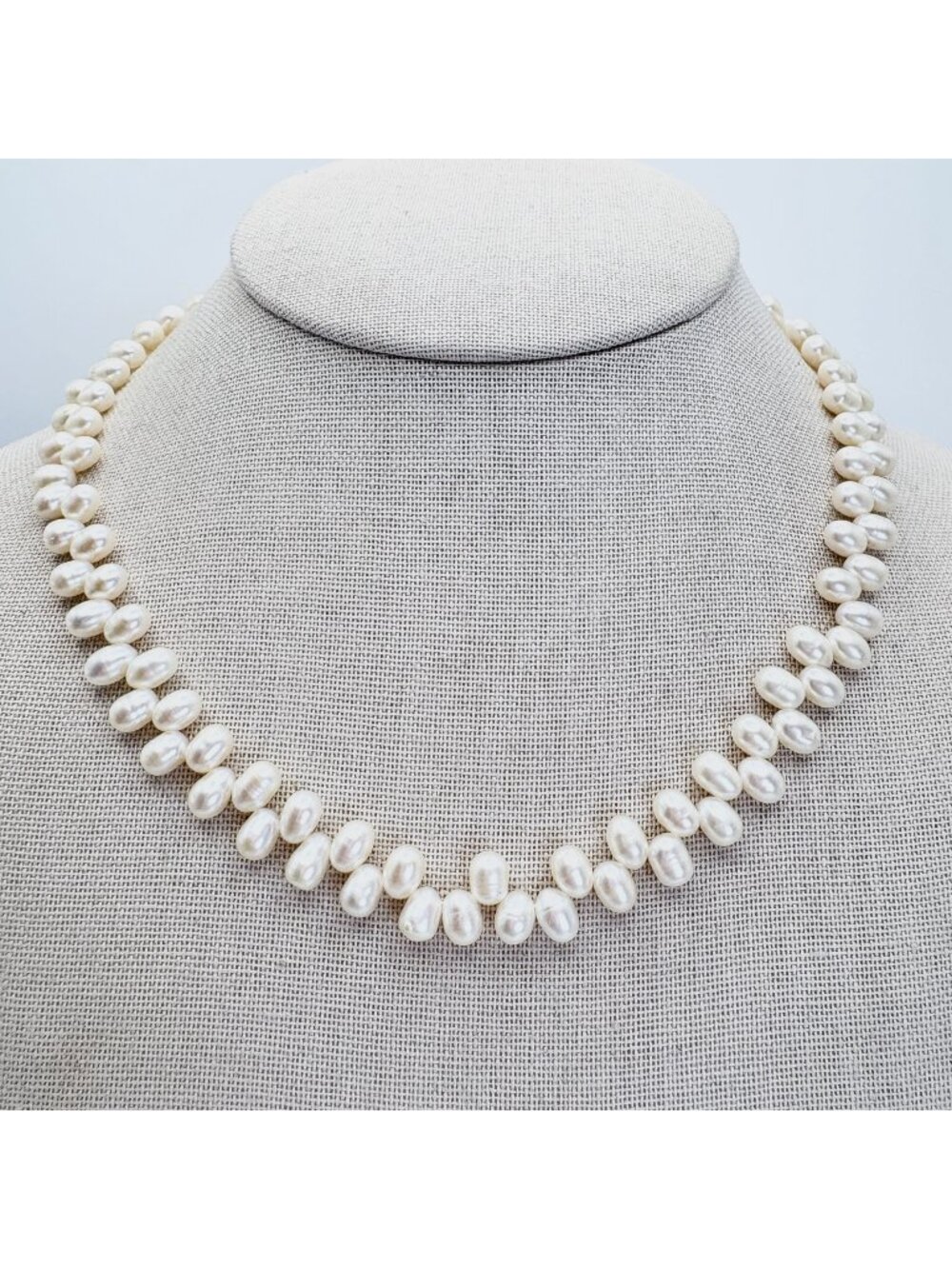 Alternating Freshwater Pearl & Sterling Silver 925 Necklace Size 17" Length